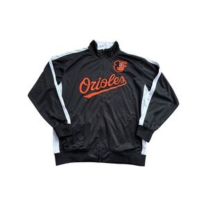 Baltimore Orioles Genuine Full Zip Jacket Mens 2XT Black White MLB Embroiderd
